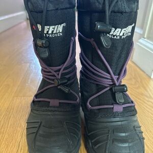 Big Kids Baffin Black and Purple Snow Boots